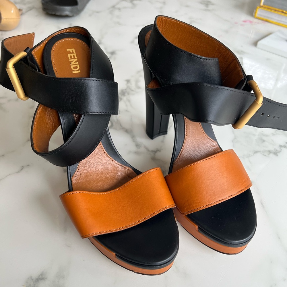 Fendi Black and Tan Women's Heels
